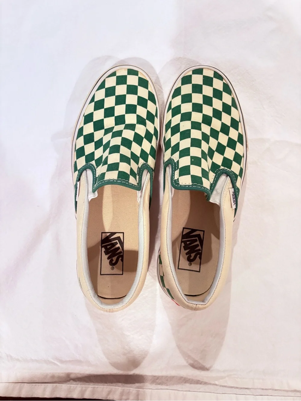 Vans Checkerboard Slip-On Sneakers - Green & White